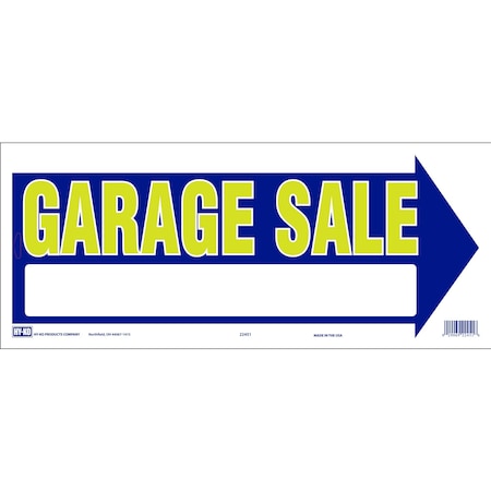 Hy-Ko Garage Sale Arrow (Yellow Blue) Sign 8" x 18", 10PK A22451